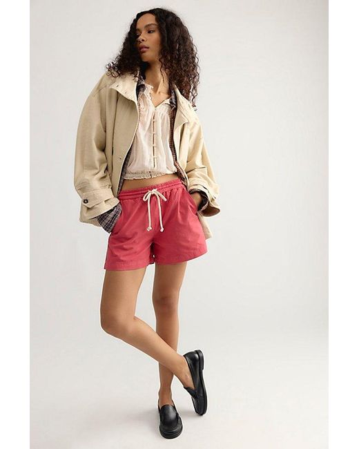 DONNI. Red Chino Drawstring Shorts