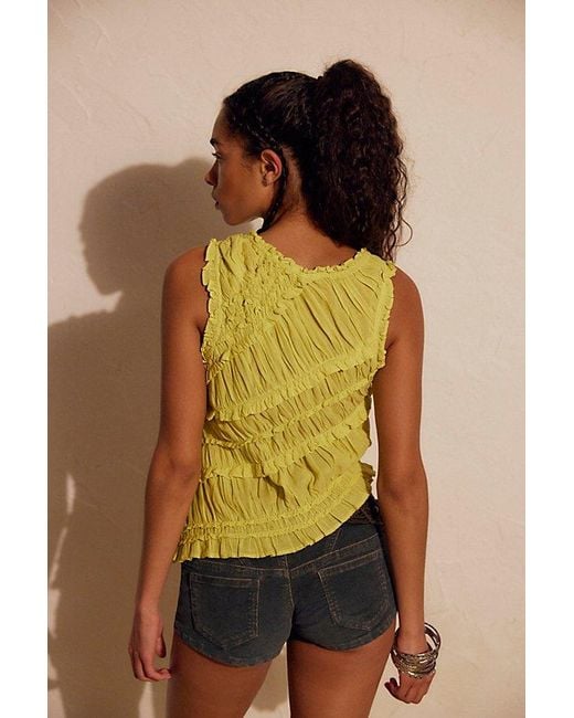 Free People Yellow Sands Smocked Top