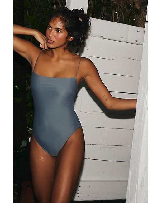 Ziah Black Fine Strap One-piece Swimsuit At Free People In Grey, Size: Us 6