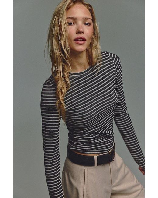 Intimately By Free People Multicolor Just Enough Stripe Crew Neck Long Sleeve By