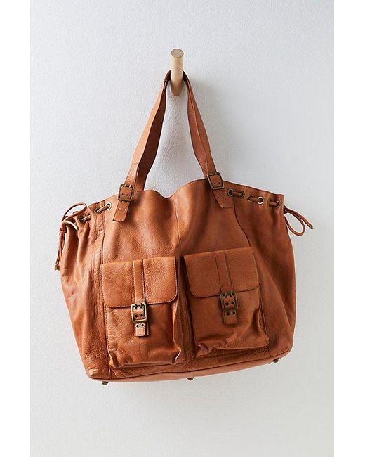 Free People Brown Round The Block Tote