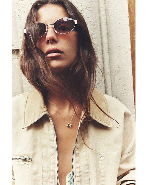 Free People Multicolor Little Secret Round Sunglasses At In Silver/smokey Brown