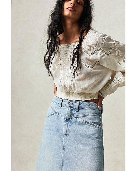 Free People Come As You Are Denim Maxi Skirt At Free People In Light Blue, Size: Us 2