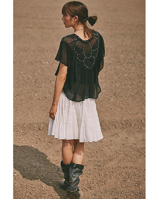 Free People Black So Fine Studded Blouse