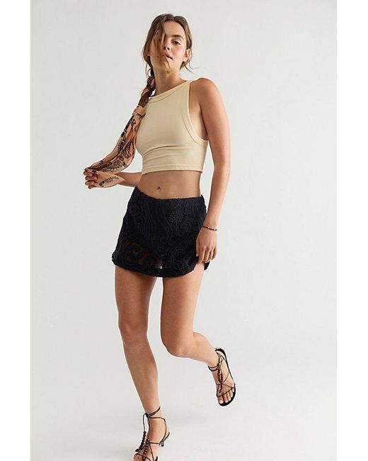 Free People Black My Little Micro Mini Lace Skort