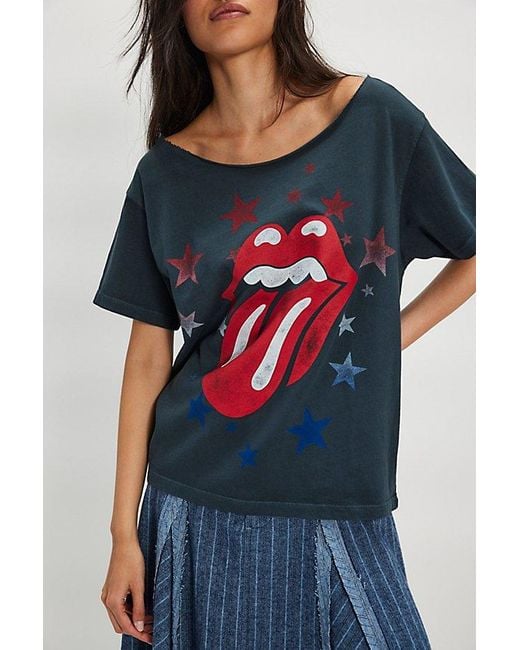 Daydreamer Blue The Stones Stars Off-The-Shoulder Tee By