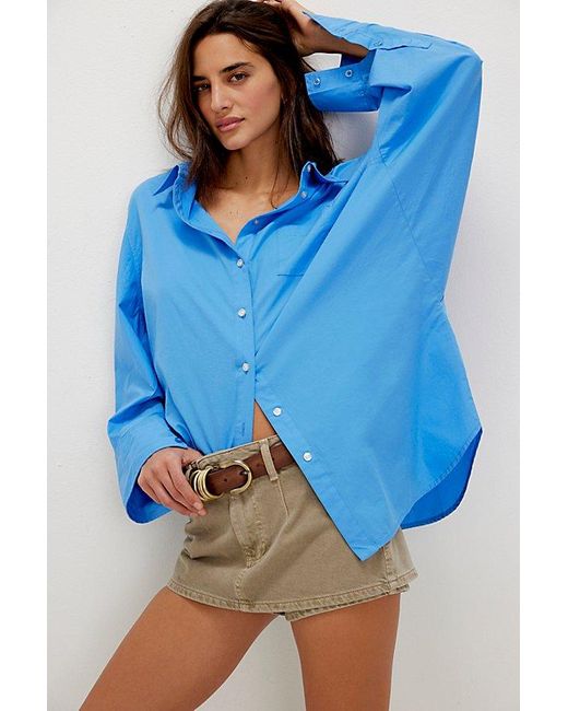 Free People Blue Sabine Articulated Shirt