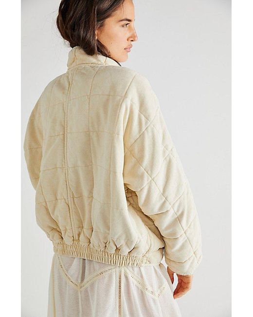 Free People Natural Dolman Quilted Knit Jacket