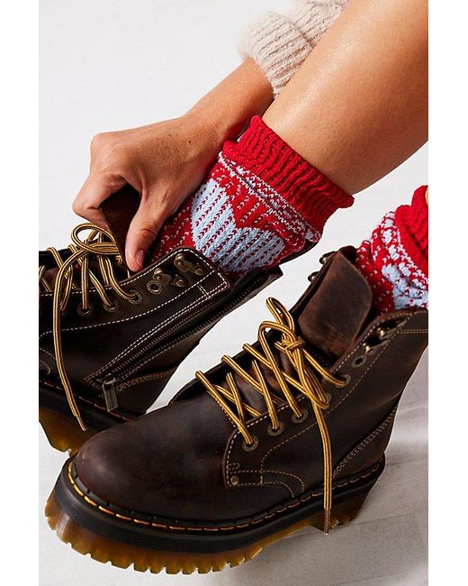 American Trench Red Heart Cable Knit Socks