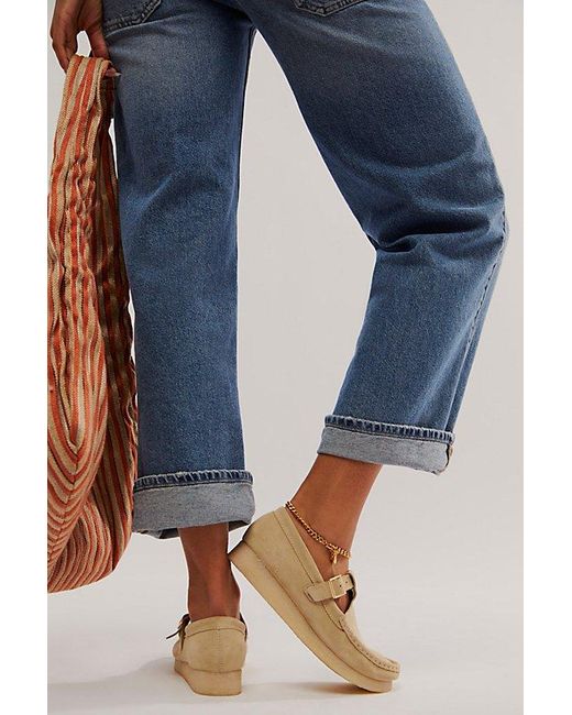 Free People Blue Clarks Wallabee T-bar Mary Janes