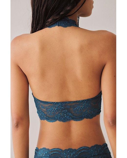 Intimately By Free People Blue Last Dance Lace Halter Bralette By
