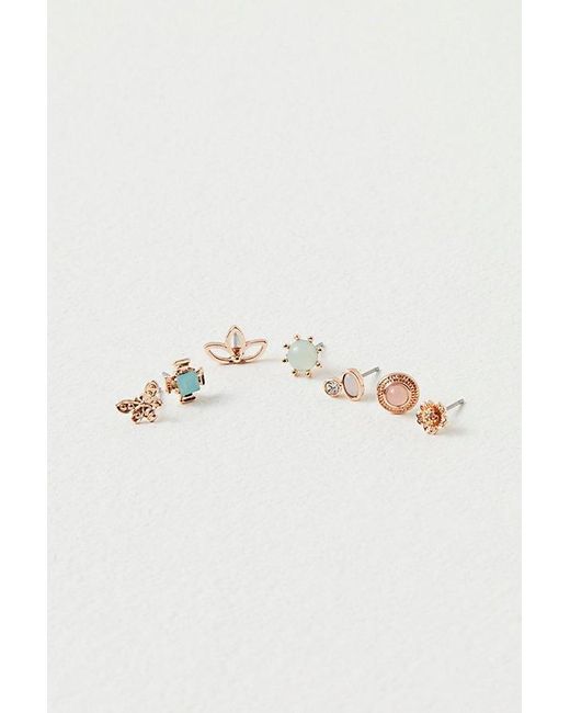 Free People White Teeny Tiny Mega Stud Earring Set At In Midnight Lover