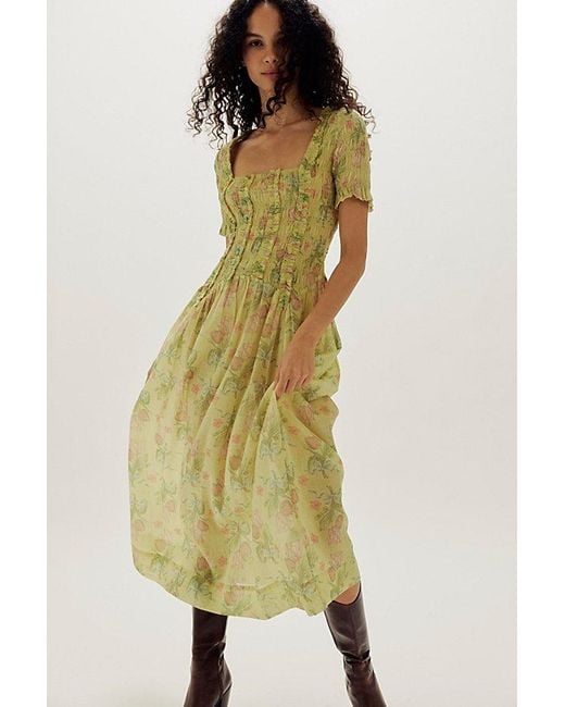 damson madder raphaela shirred midi dress Damson Madder x Anthropologie Raphaela Shirred Maxi Dress