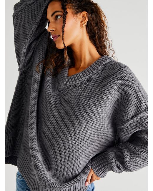 Free People Alli V neck Sweater in Gray Lyst