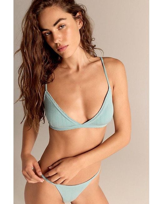 Intimately By Free People Gray So Soft Pointelle Triangle Bralette By