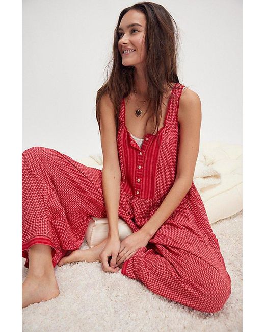 Free People Red Full Bloom Romper