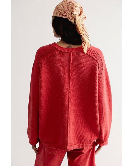 Free People Red Monarch Pullover