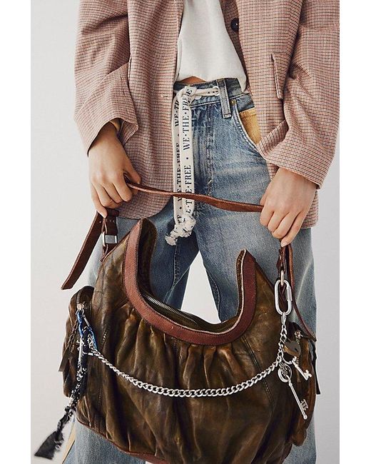 Free People Brown Hattie Hardware Shoulder Bag