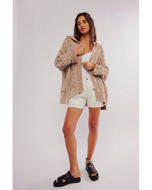 Free People Natural Homestead Cable Cardigan