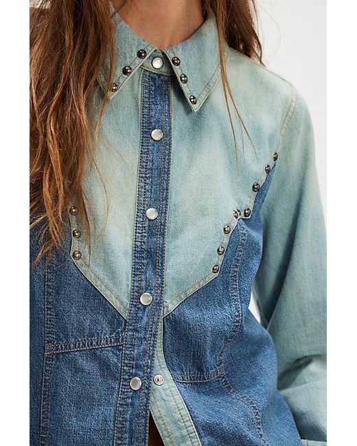Free People Blue We The Free Dude Ranch Denim Shirt