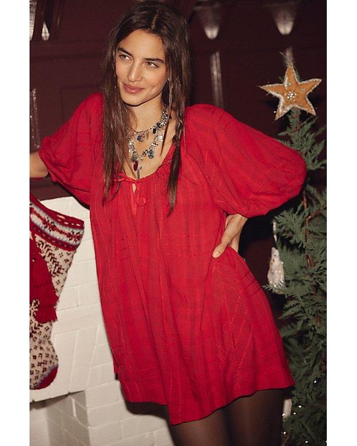 Free People Red Bop Around Romper