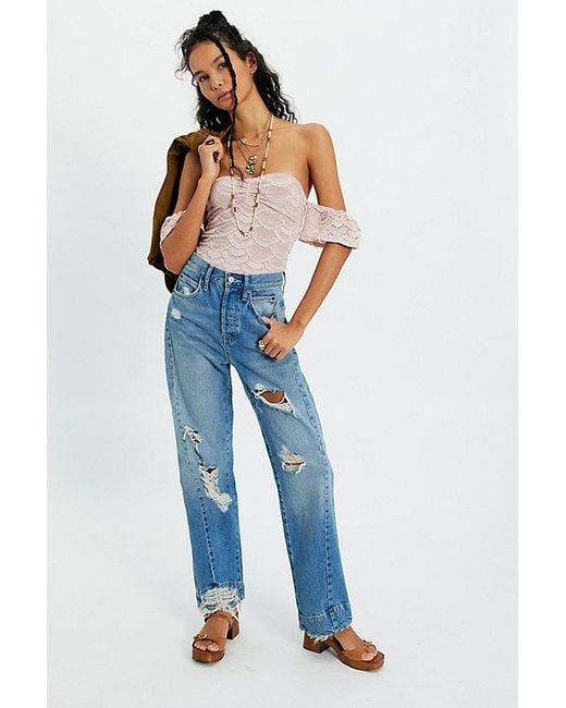 Nightcap Blue Flutter Lace Bodysuit
