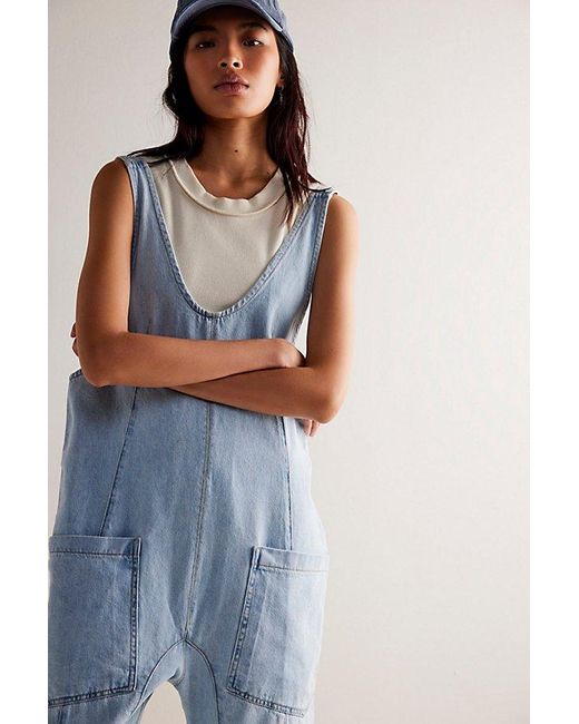 Free People Blue High Roller Jumpsuit