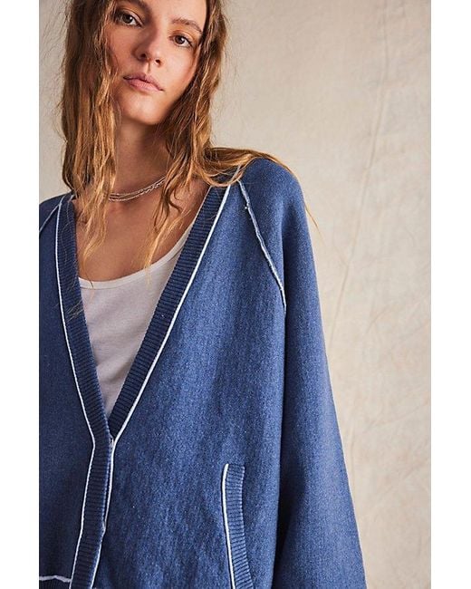 Free People Blue Midnight Cardi At Free People In Midnight Forest Combo, Size: Xs