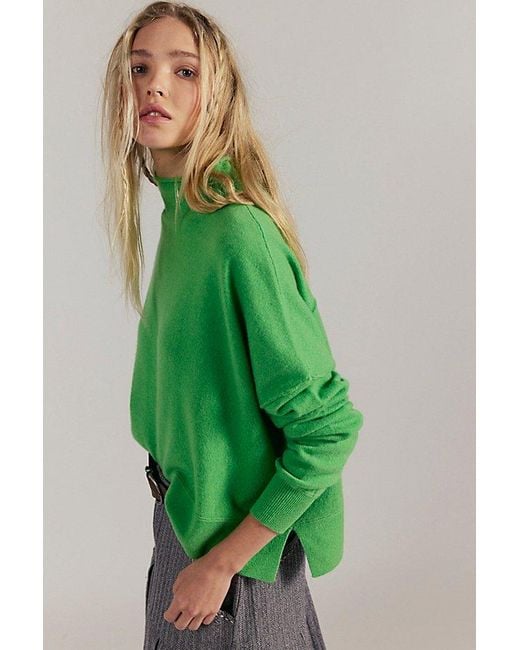 Free People Green Ambrose Cashmere Turtleneck Sweater