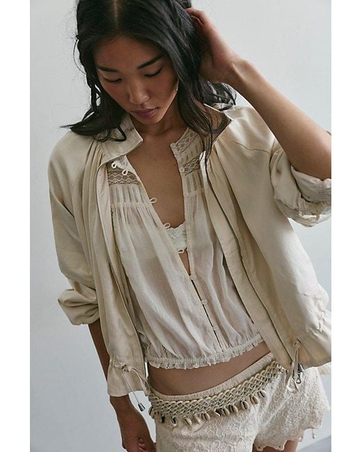 Free People Natural Devon Solid Balloon Jacket