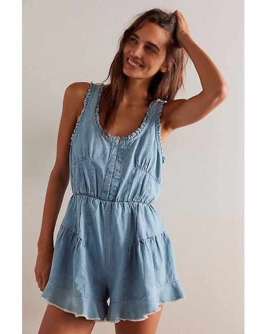 Free People Blue Nikita Playsuit