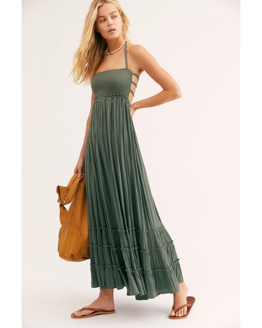 Free People Green Extratropical Shiny Dress