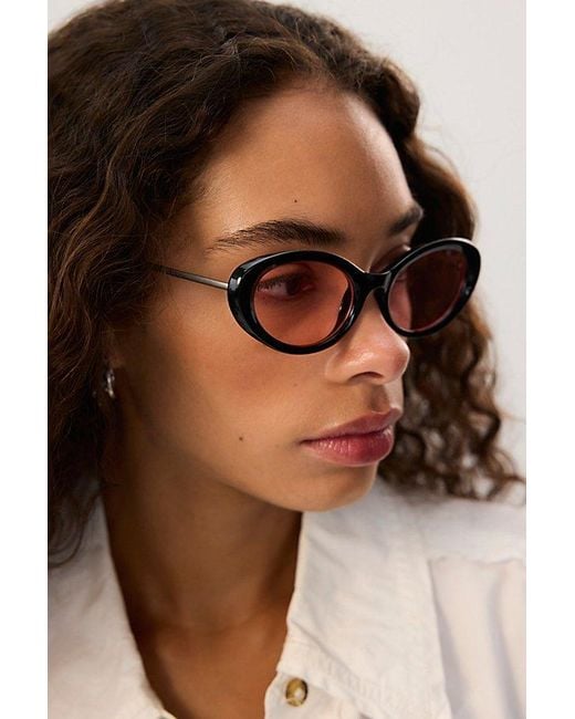 Free People Brown Mae Oval Sunglasses