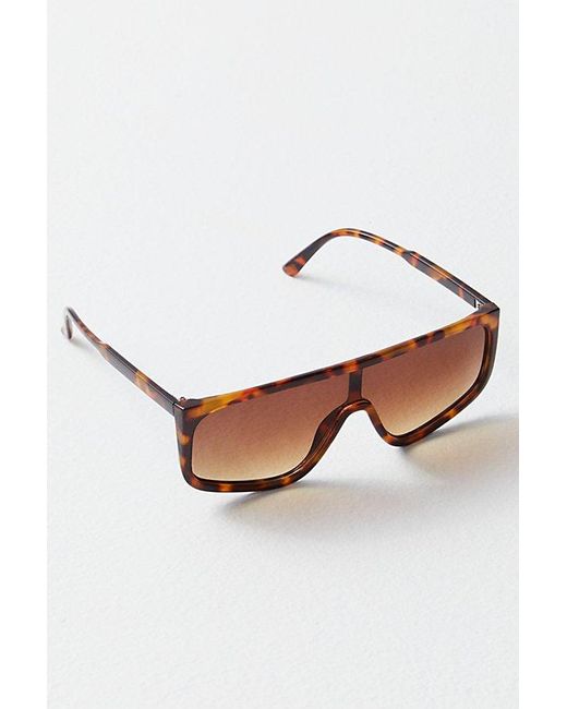 Free People Multicolor Bayview Wide Shield Sunglasses At In Brown Tort