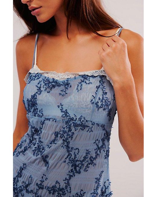 Intimately By Free People Blue Night We Met Embroidered Slip By