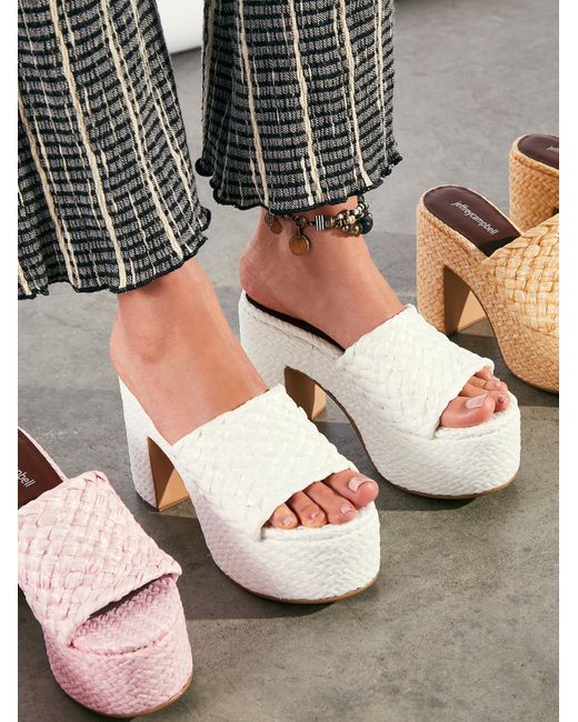 Free People White Marla Woven Platform Sandals