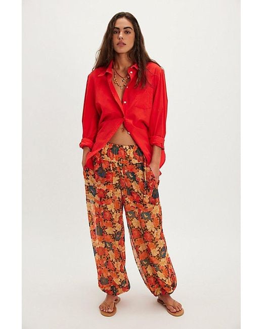 Free People Red Misty Printed Bubble Pant