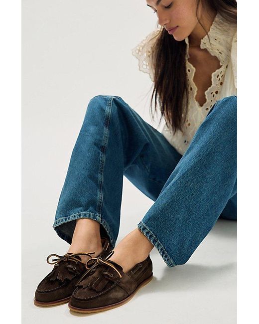 Free People Gray Benny Boat Shoes