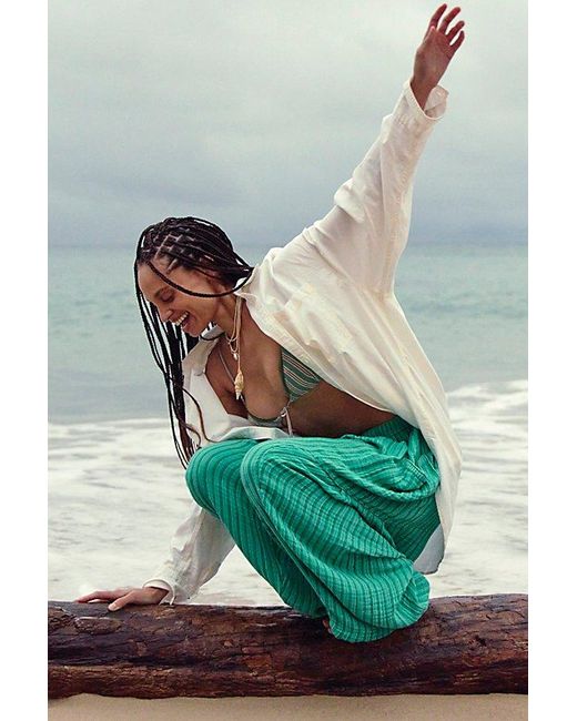 free-est Green Quinn Striped Pants