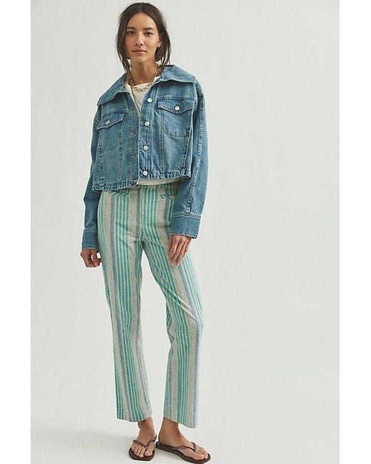 Free People Blue Side To Side Cropped Denim Jacket