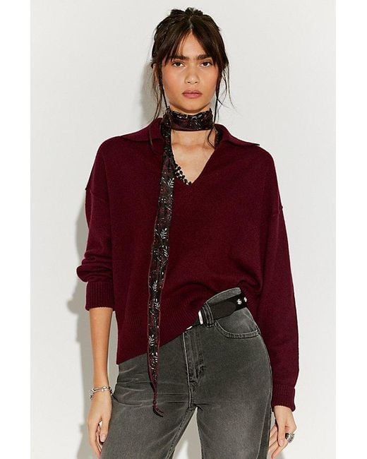 Free People Red Eloura Cashmere Henley Sweater