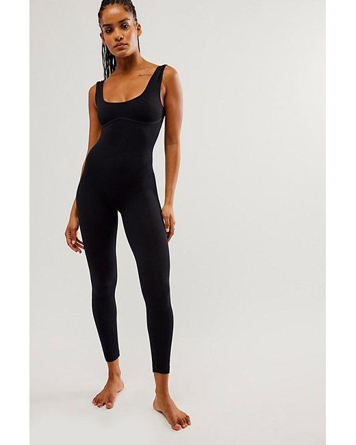 Free People Blue Low Back Seamless Catsuit