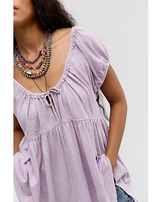 Free People Blue Bella Babydoll Top