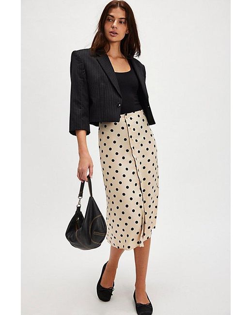 Free People Black Analise Printed Midi Skirt