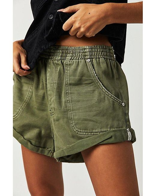One Teaspoon Multicolor Hunters Mid-length Relaxed Shorts At Free People In Super Khaki, Size: Xs
