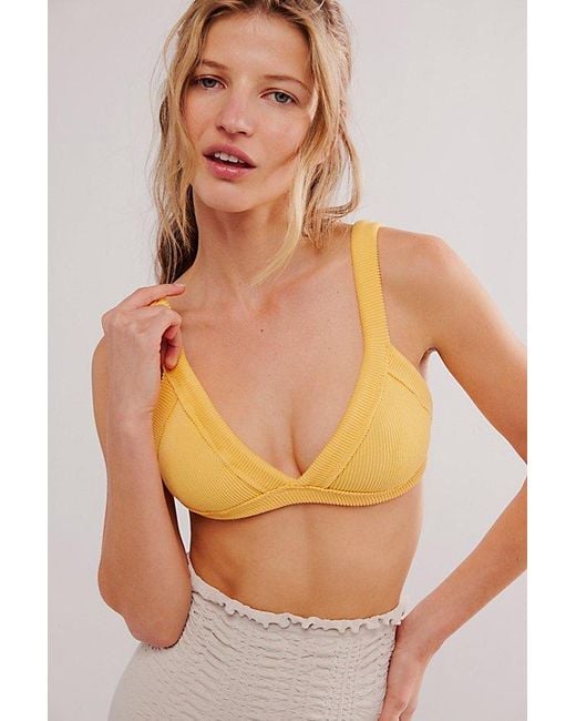 Free People Yellow All Day Rib Triangle Bralette