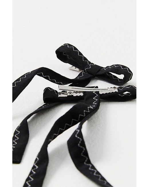 Free People Black Lovely Bow Set Of 2