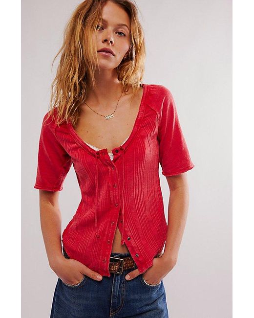 Free People Red Daisy Tee