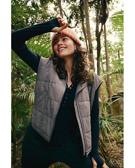 Fp Movement Green Quilted Packable Puffer Vest Jacket