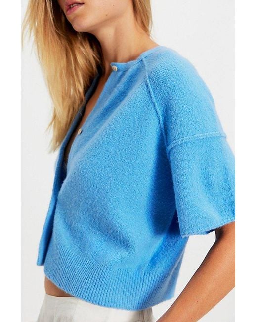 Free People Blue See Me Softspun Cardigan